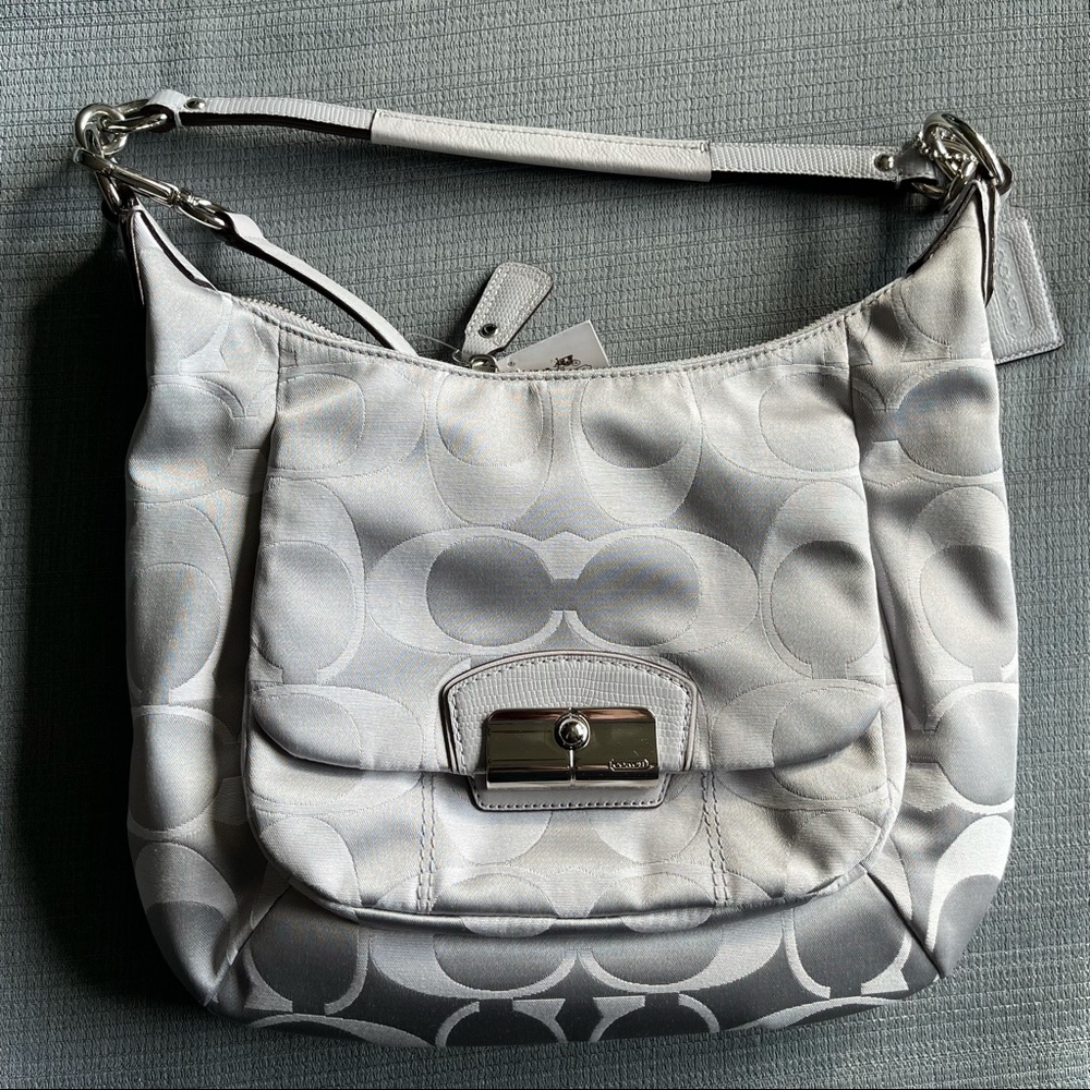 Coach Silver Gray Crossbody Bag Medium Size
